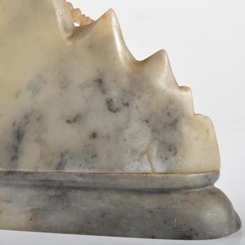 中国　玉石寿山石彫刻　楼閣山水雕　床飾　置物　V　R5747