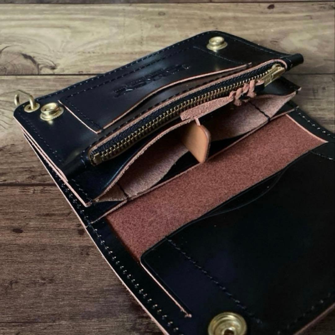 【高山道博】ミドルトラッカーウォレットアポロコンチョ【お札を折らずに収納】