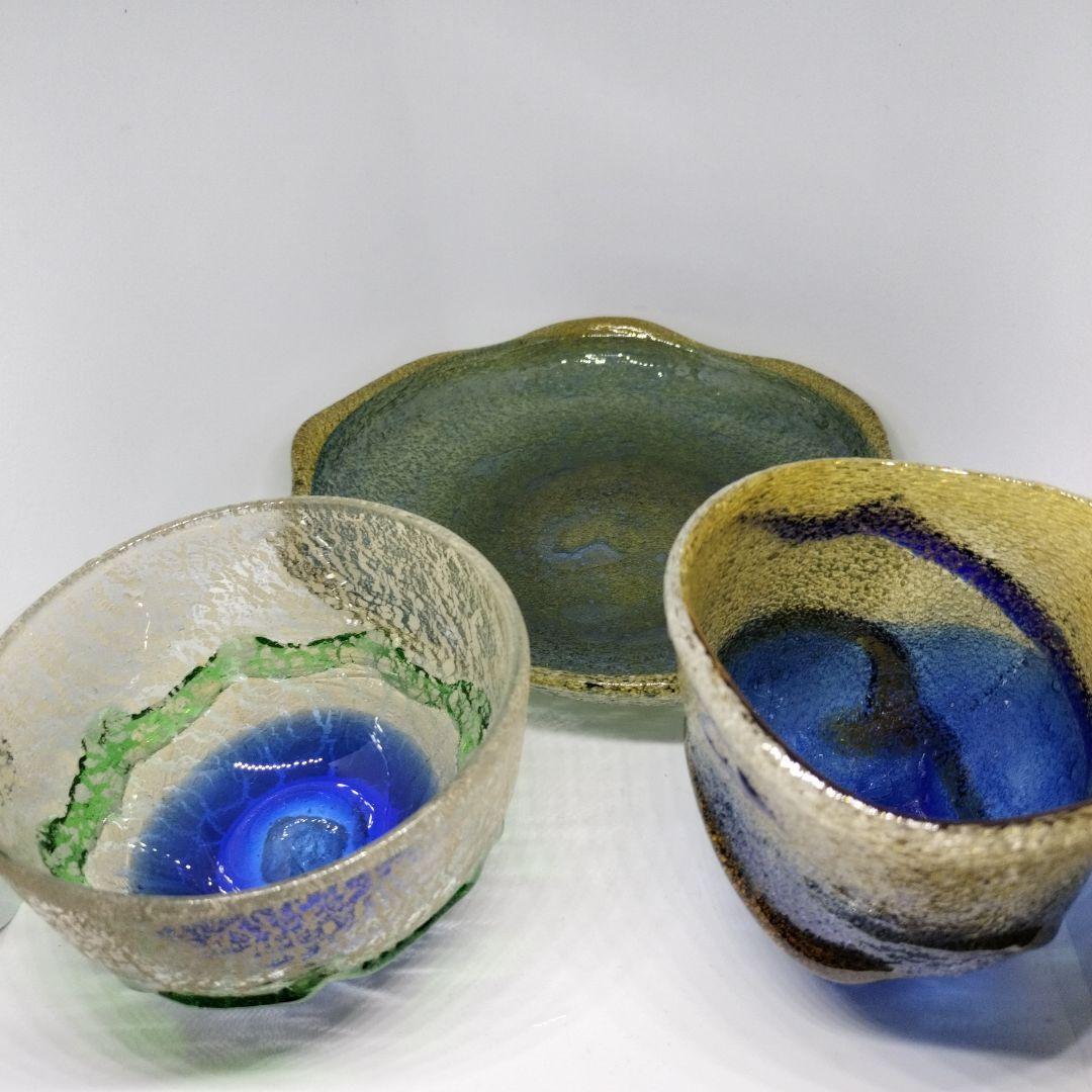 稲嶺盛吉 小皿、小鉢、グラス 3点セット