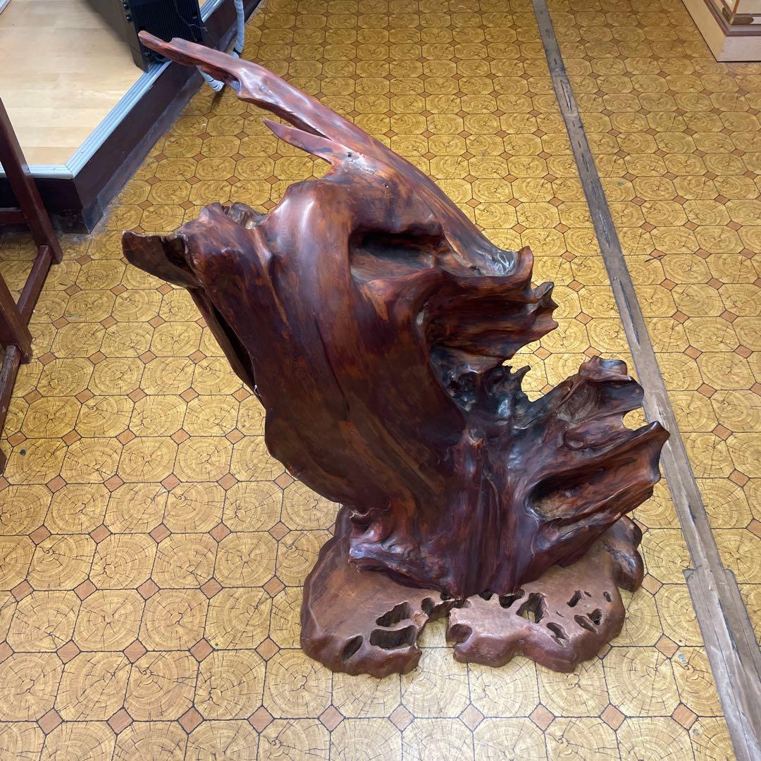屋久杉　ダークブラウン 木製彫刻 自然形状
