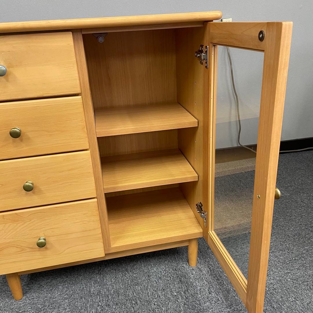 【美品】木製キャビネット ナチュラル 幅70cm サイドボード　北欧風　家具