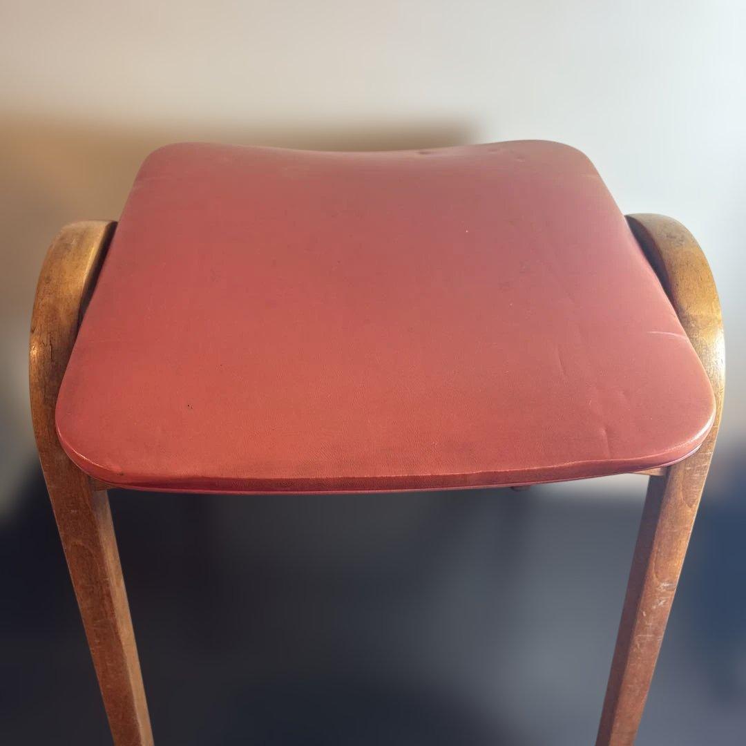 秋田木工 AKITA MOKKO 木製スツール 赤と黒の2脚セット