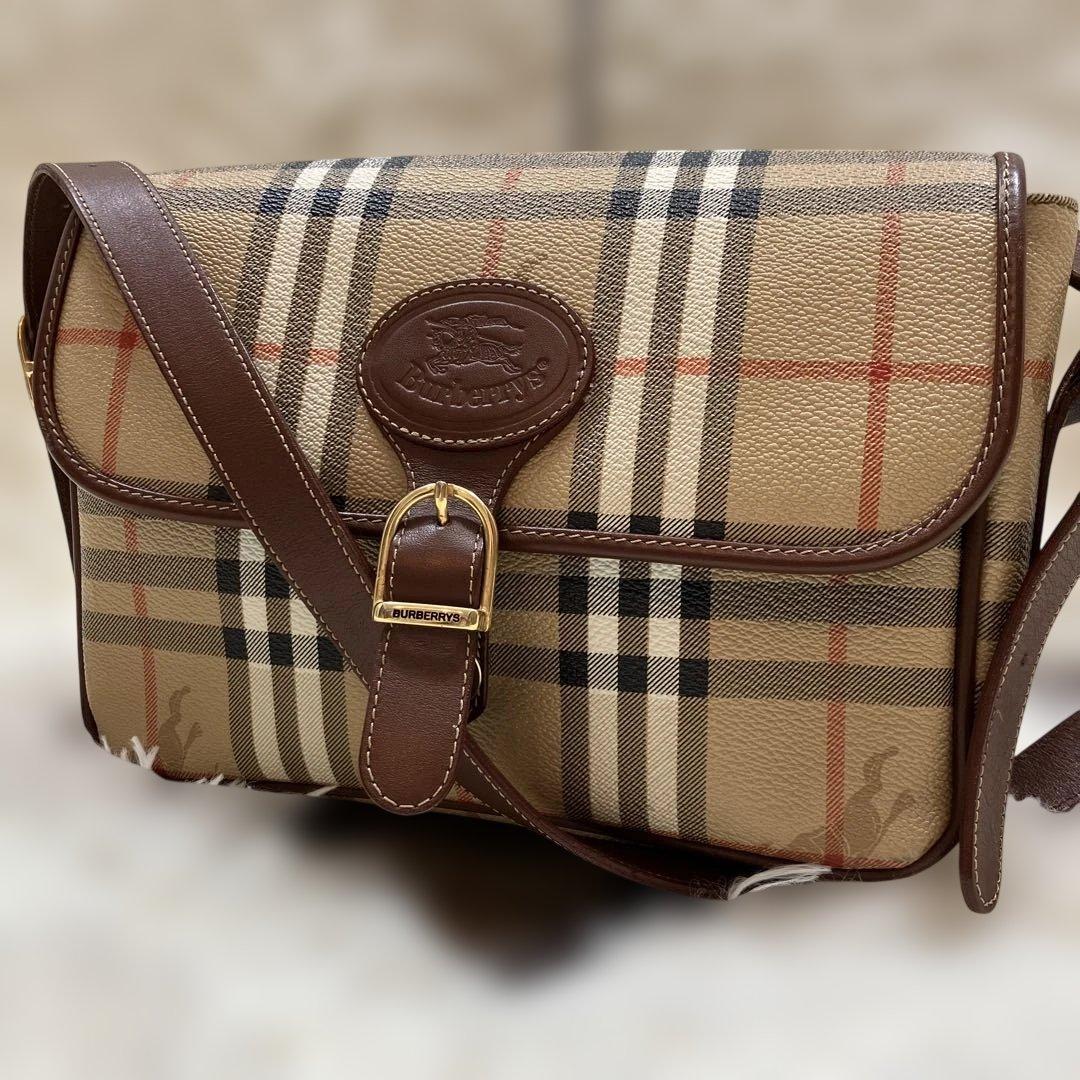 美品 バーバリー ショルダーバッグ ホースロゴ型押し ノバチェック