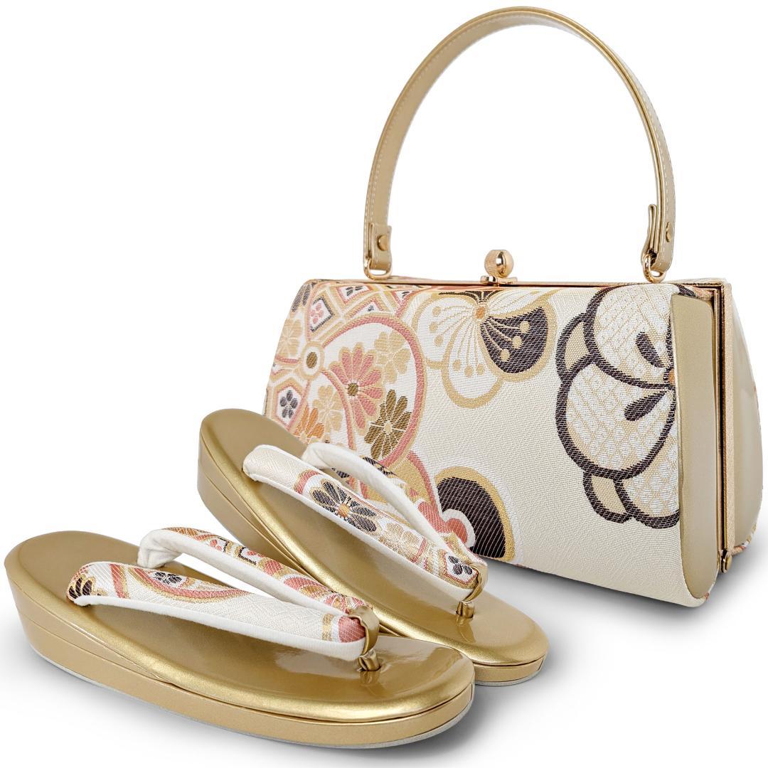 草履バッグセット 帯地 振袖 成人式 ベージュ wzouribag5-3