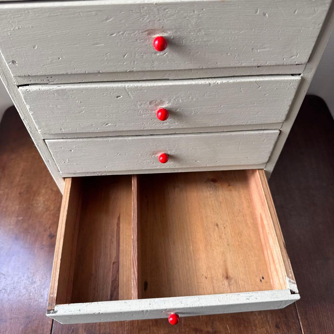 古道具　5杯の小引き出し　昭和レトロ　木製ドロワー　アンティーク