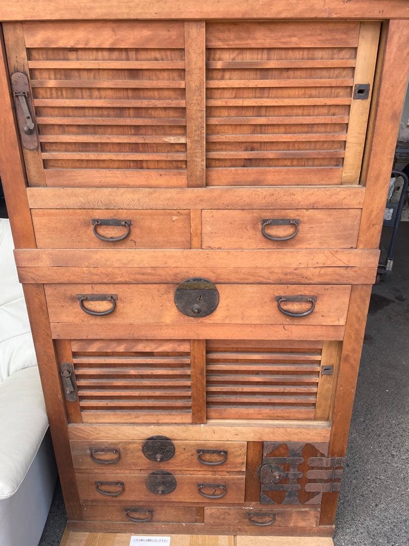 昭和レトロ木製スラット扉タンス