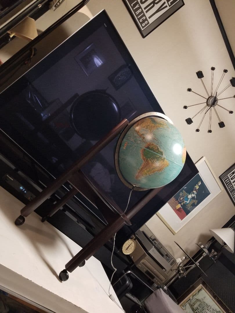 レア　北欧　デンマーク製　スキャングローブ社　木製　地球儀　ウッド　ランプ