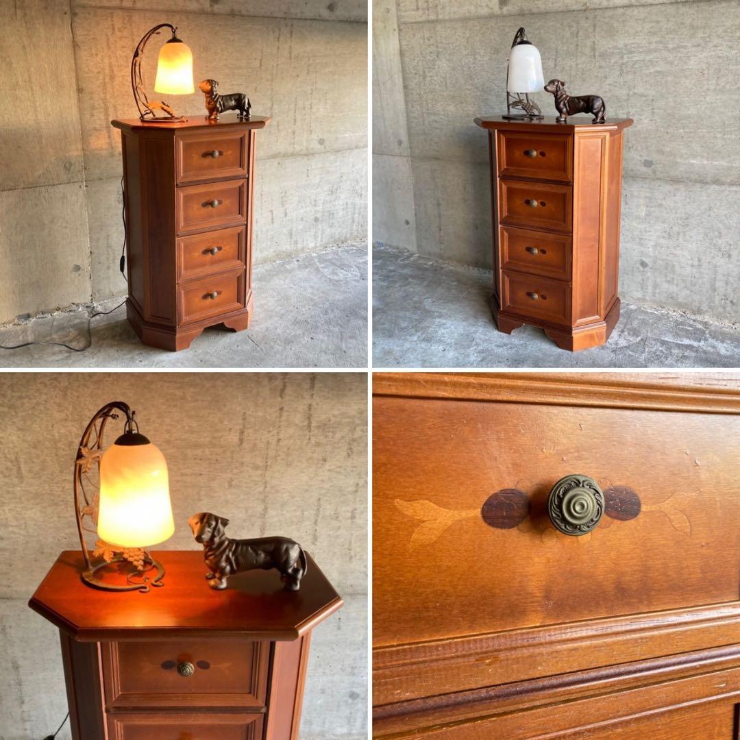 チェスト キャビネット カウンター 飾り台 置物台 木製 象嵌 家具 レトロ