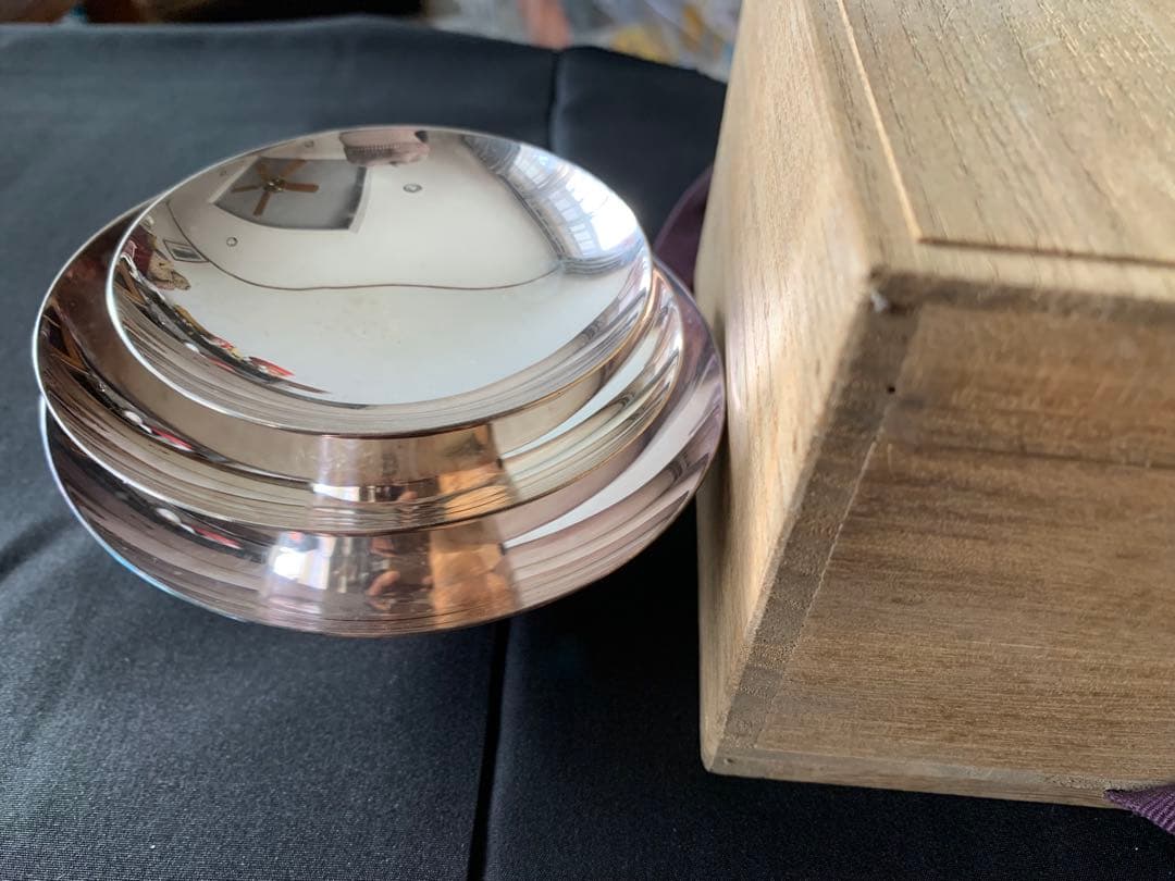 【純銀盃 3組大中小】総重量207g純銀製 ★純銀刻印 和光★現状品日本専売公社