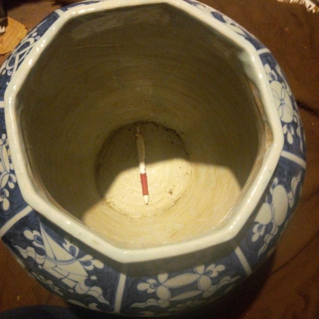 中国陶磁器　元染付　大壺　人物