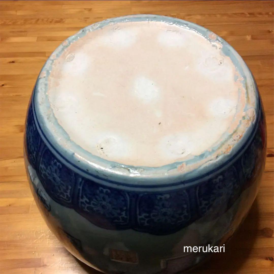 伊万里焼 染付 印判画 人名 窓画 火鉢 古玩 骨董