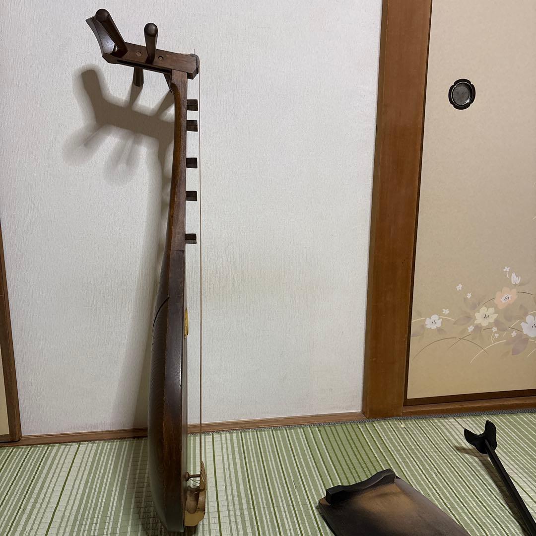 筑前琵琶　四弦　五柱　琵琶 螺鈿希少　琵琶立て　弦楽器　琵琶台　民族楽器　4弦