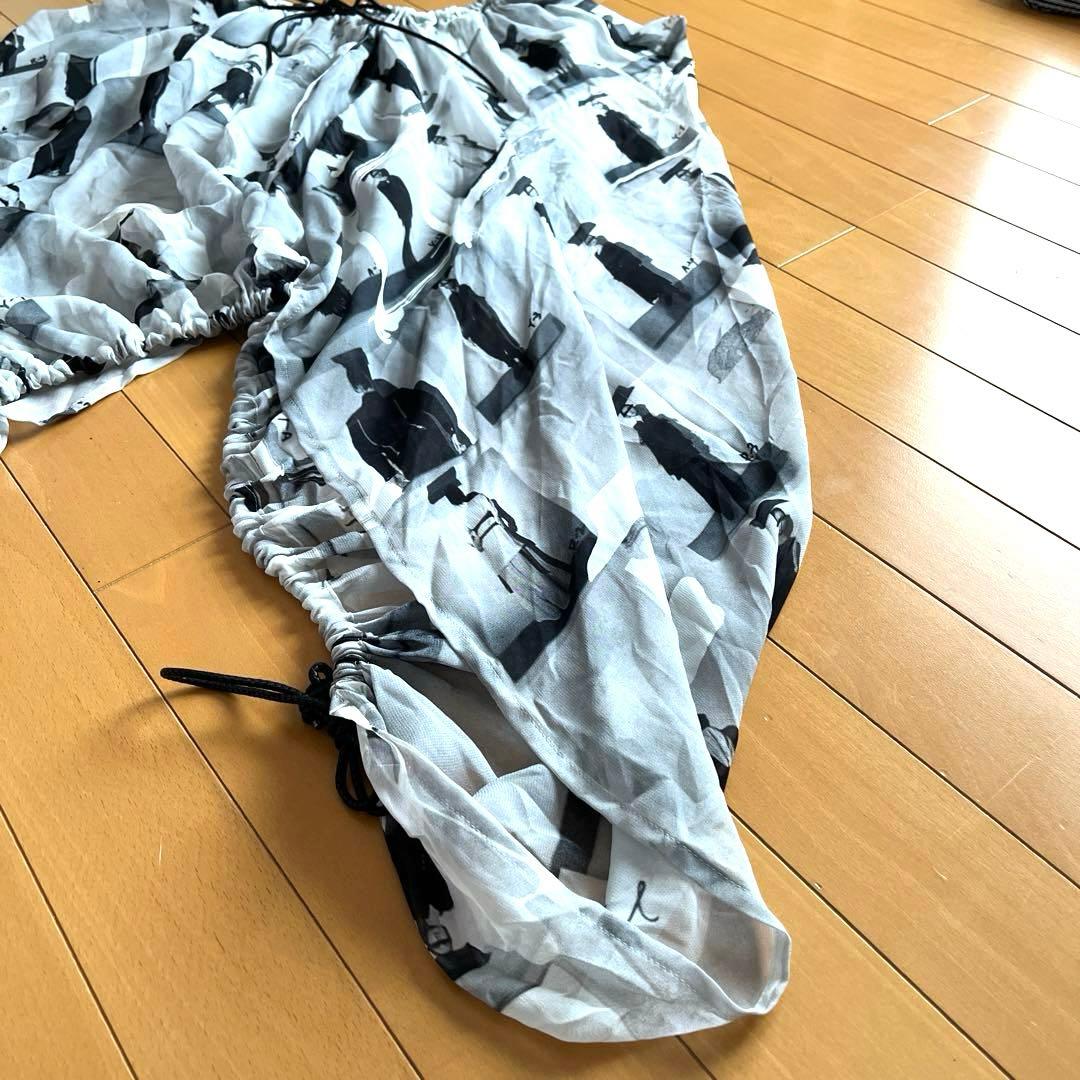 リミフウ　写真プリント　グレー ブラック スカート