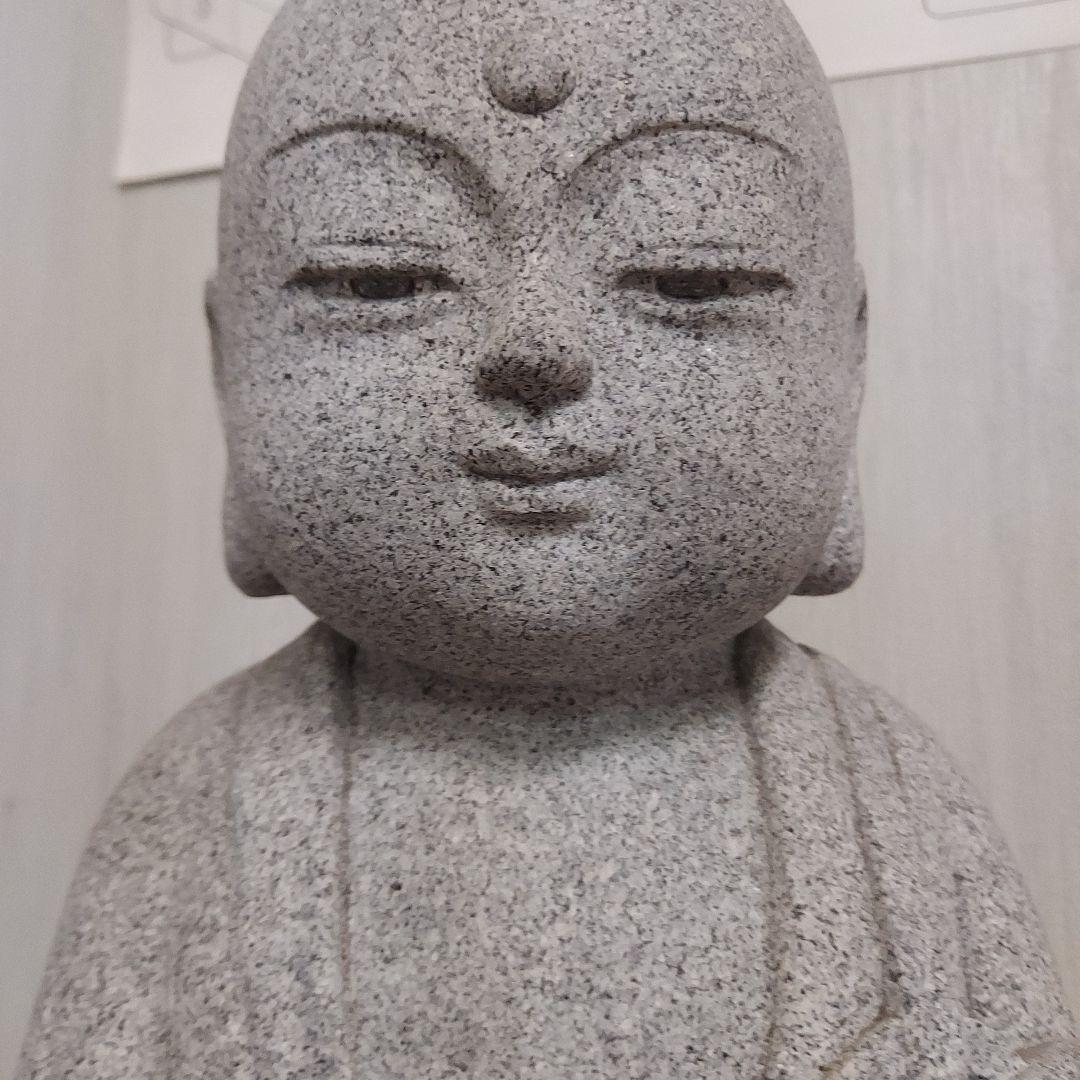 花崗岩製 仏像 蓮の台座付き 約30cm石匠 小林道明作品