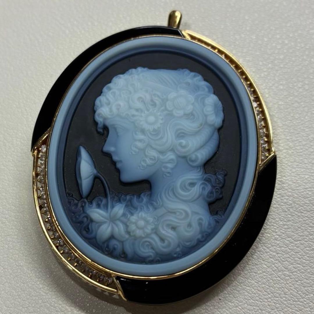 Schmidt作 カメオ ブローチ ネックレストップ K18 0.64 約28g