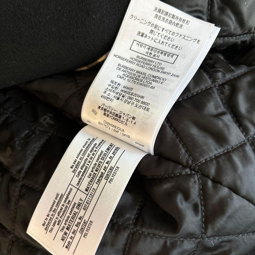 バーバリーロンドン エンベリッシュト メルトンウール スウィングコート 140黒