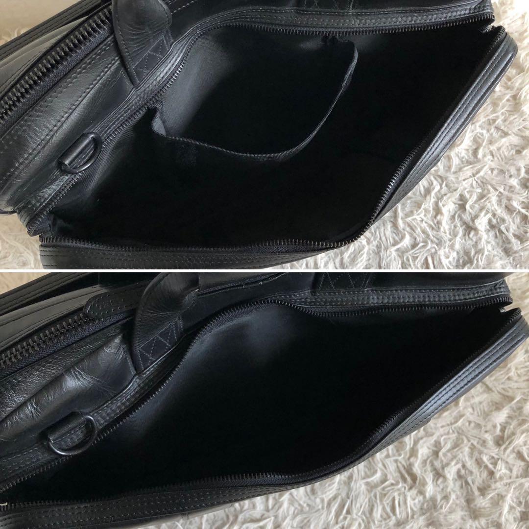 【2way 本革】ラゲッジレーベル　ポーター　ビジネスバッグ　黒　3層式　自立