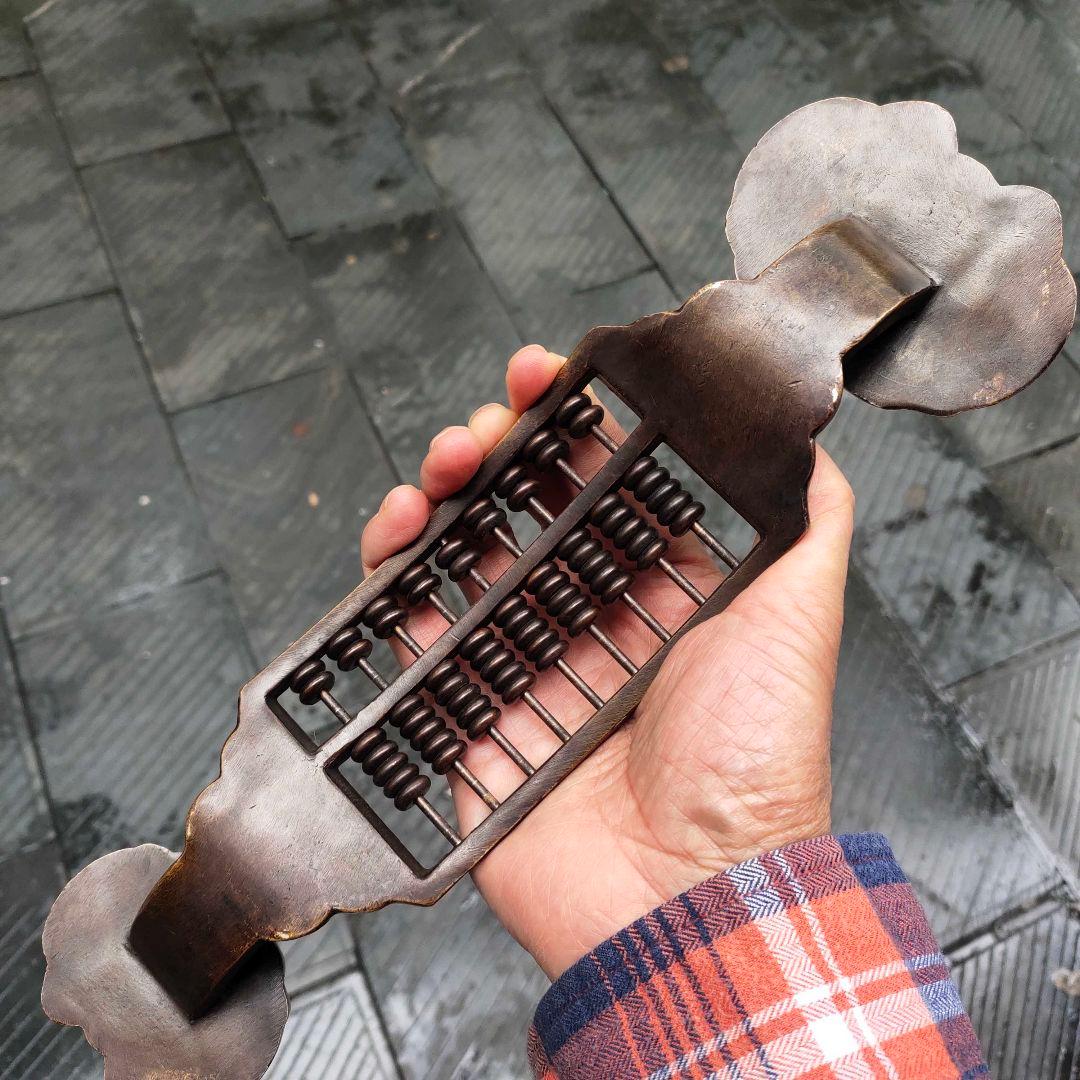 紫銅のめでたいそろばんです 装飾品 工芸品美術品 置物