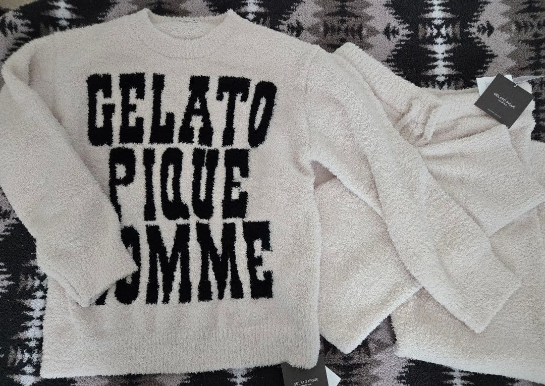 ジェラートピケHOMME パウダービッグロゴプルオーバーパンツセット M タグ付