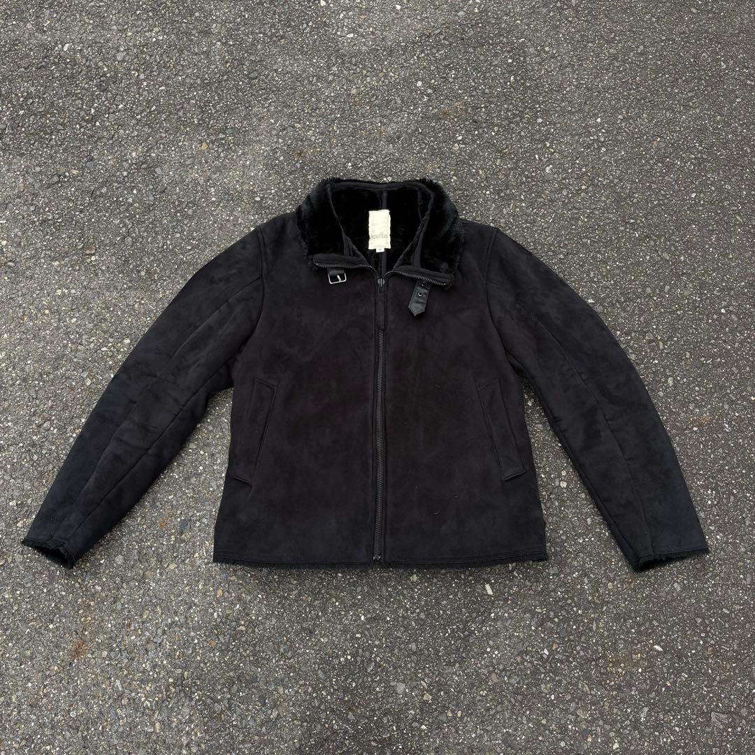 black mouton jacket B-3 suède jacket 90s
