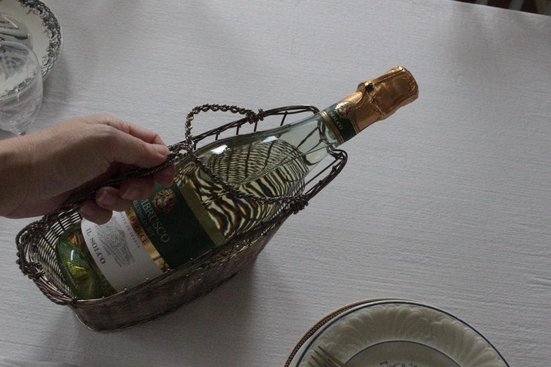 ワイヤーボトルパニエ・ワイヤーバスケット/アンティーク