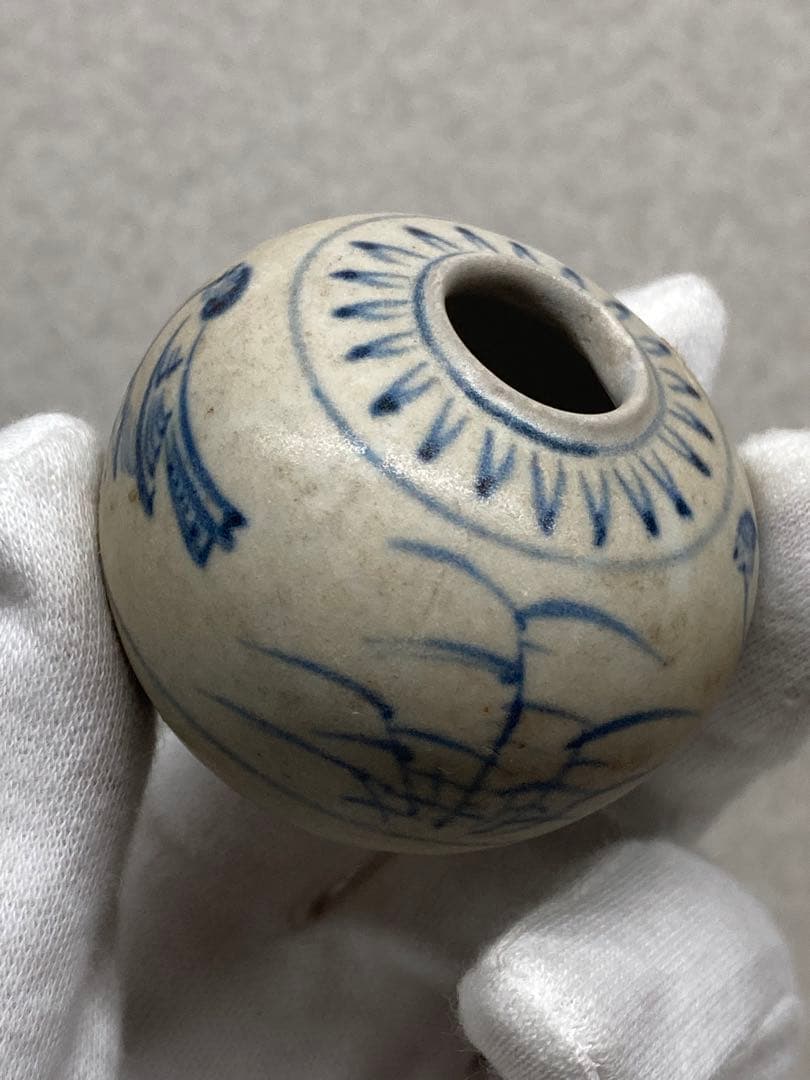 希少 15世紀～16世紀 安南染付 鳥図小壷 茶入 煎茶道具 茶道具