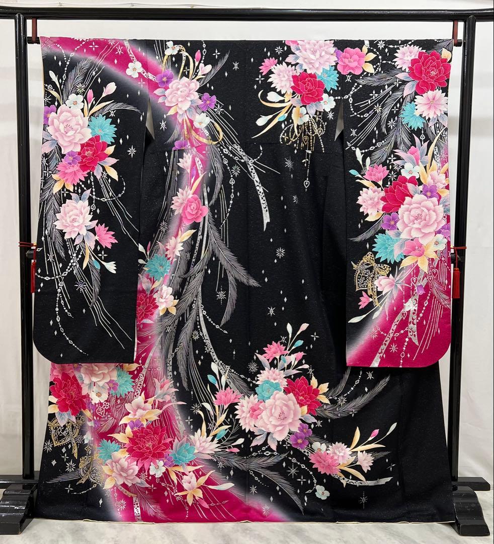 振り袖　フルセット　長襦袢付　金彩　刺繍　銀通し　豪華　成人式　長尺袋帯　612