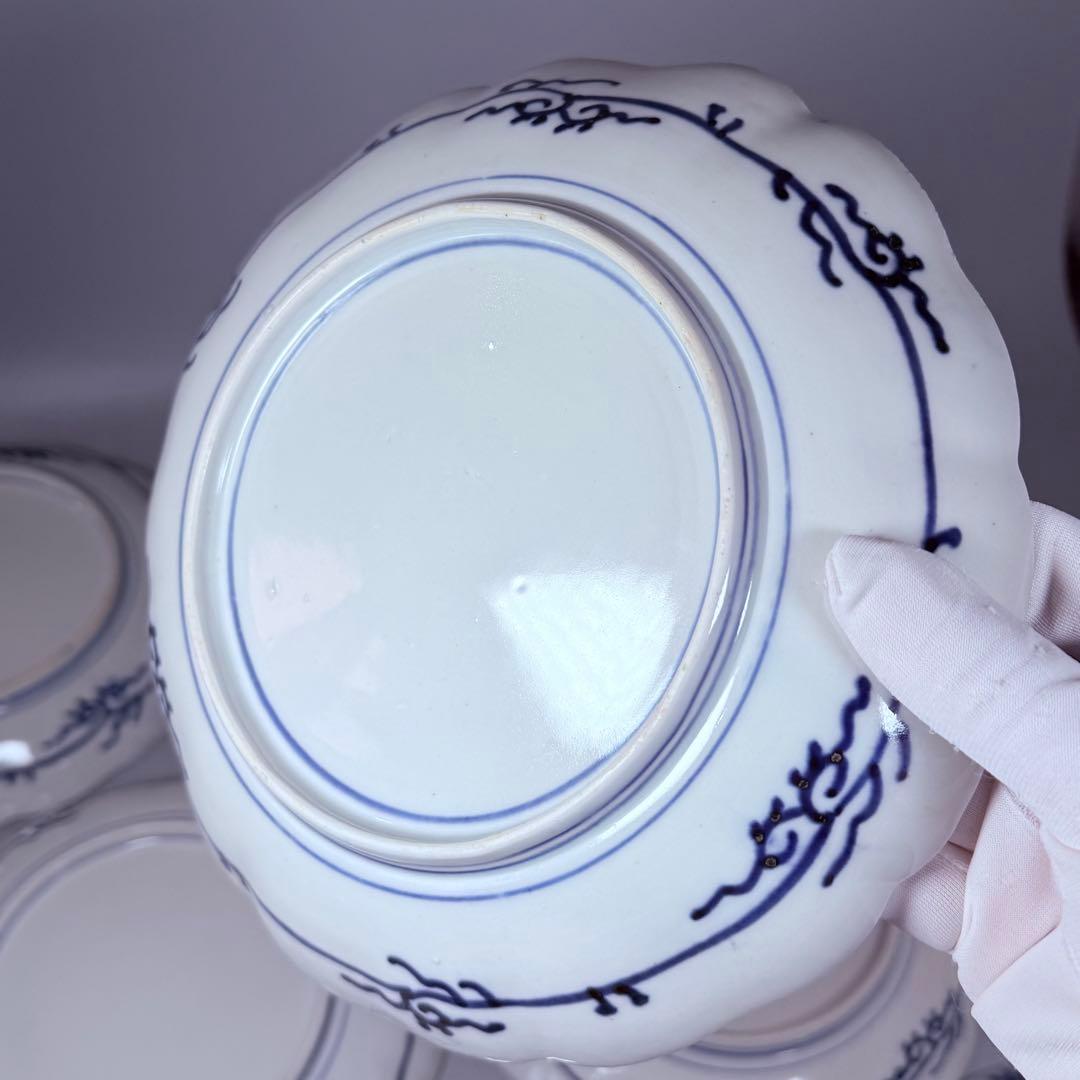 古伊万里　色絵三方柘榴鳥文様七寸皿　8枚　直径21.8㎝　料理屋　古器を楽しむ