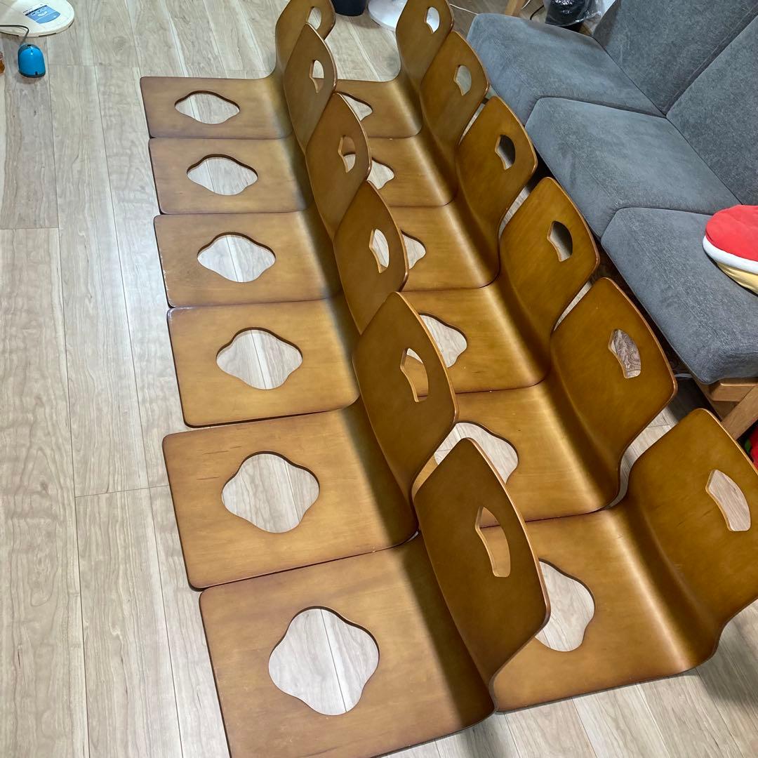 まとめ売り　木製座椅子　12脚セット　曲げ座椅子　和座椅子　旅館　座敷　②