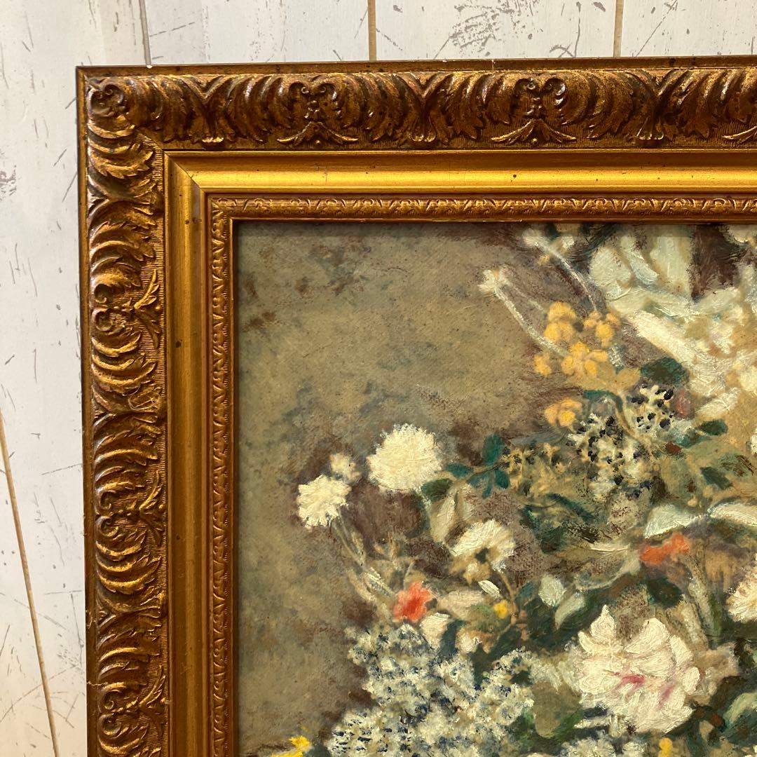 昭和レトロ ルノワール 春の花束 絵画 油絵 油彩画 複製画 静物画 春の花