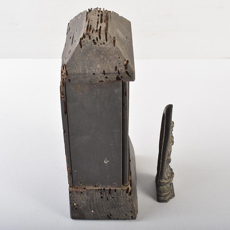 仏教美術　古銅鍍金　観音菩薩像　仏像　置物　観音開逗子付　C　R7239