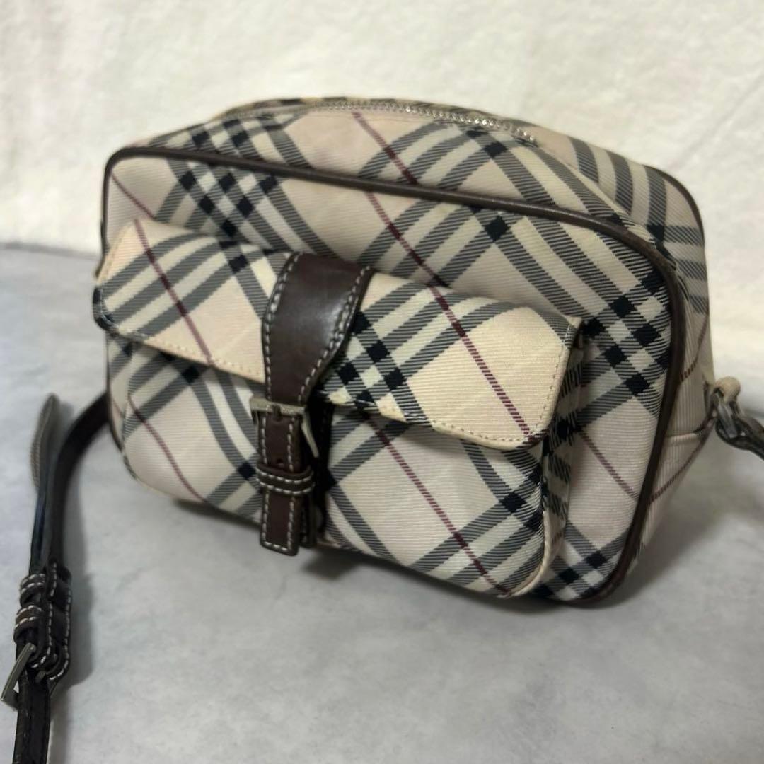 バーバリーブルーレーベル ショルダーバッグ ノバチェック ベルト ベージュ