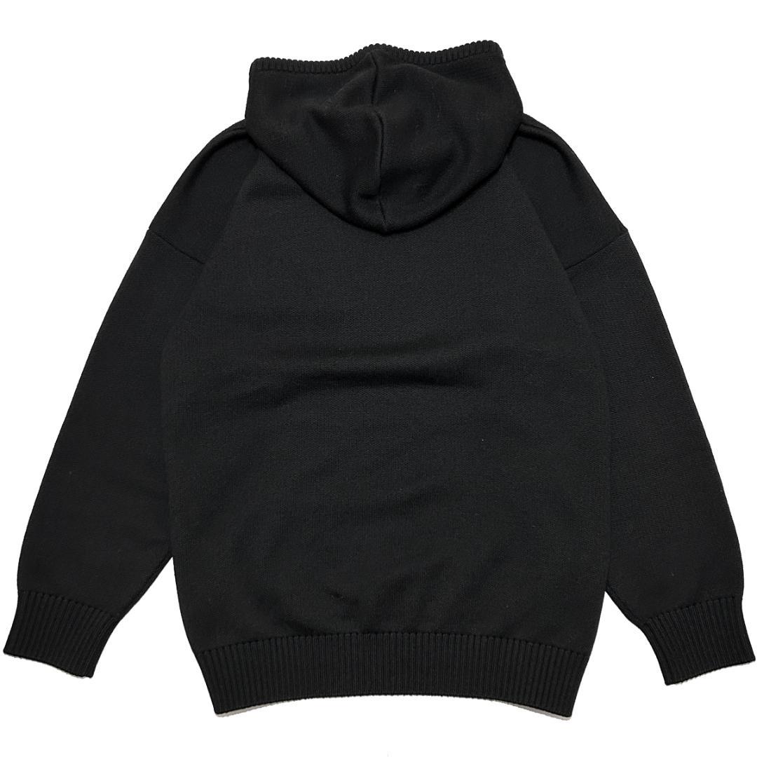 正規品 BURBERRY WOOL KNIT HOODIE L 黒ニットパーカー