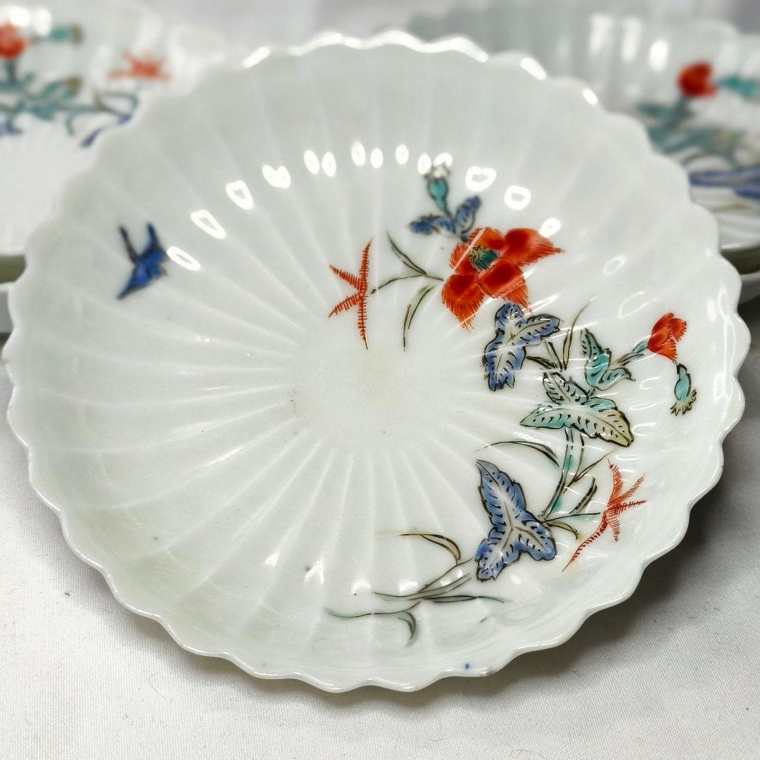 柿右衛門 小皿 5枚 手描き 桐箱入り 明治骨董 コレクター放出 旧家蔵出し