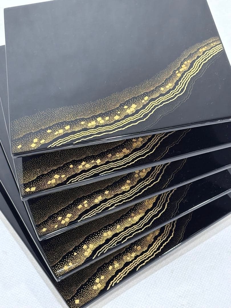 輪島塗　名工 水尻清甫作　星雲沈金　盛器　美品　共箱　茶道　懐石道具　送料込