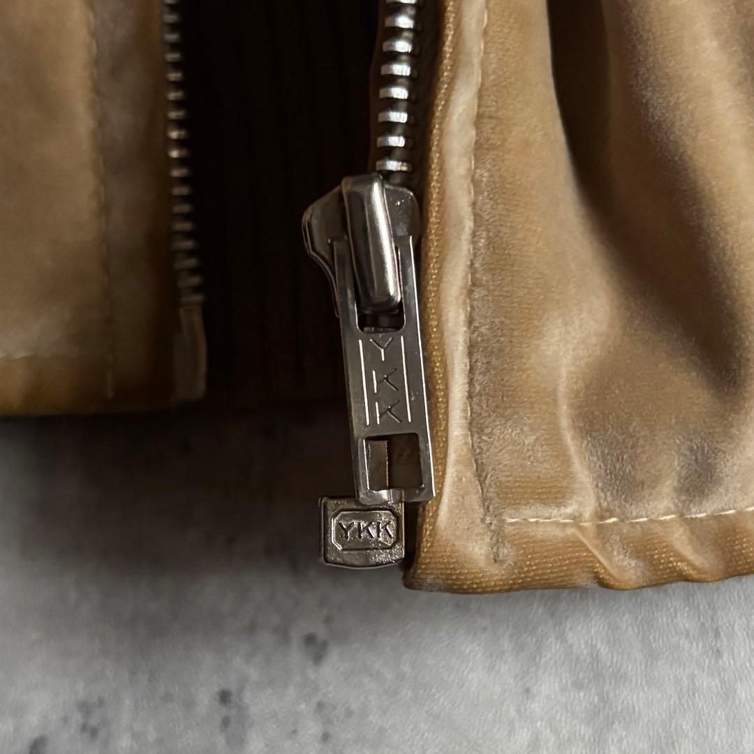 【80s vintage】レーヨン100 ジップブルゾン　裏地チェック　短丈