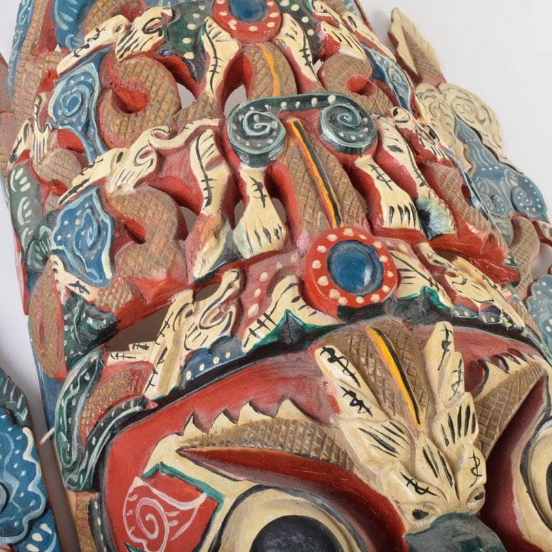 バリ島　インドネシア　彩色木彫　面　壁掛　N　9207A