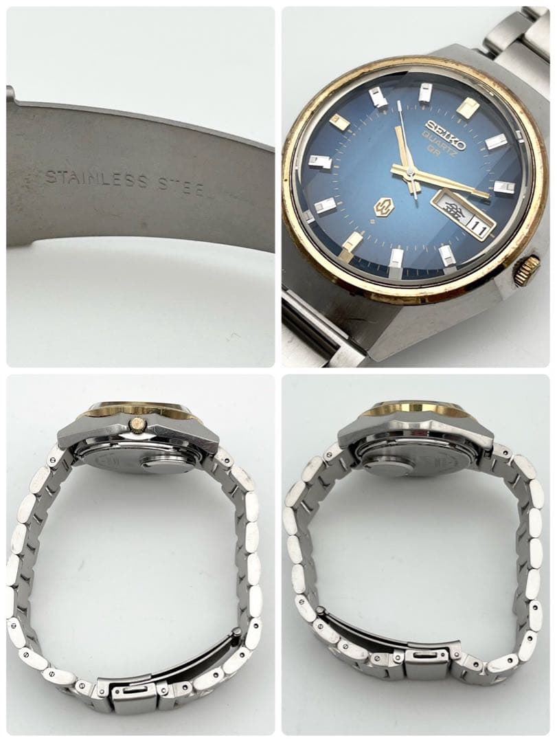【稼働品】SEIKO カットガラス　クォーツ 腕時計 コンビ 3863-7020