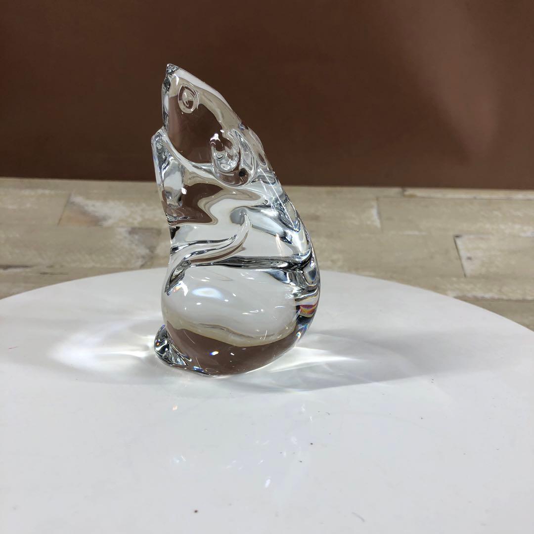 Baccarat ガラス製ネズミの置物 約11cm