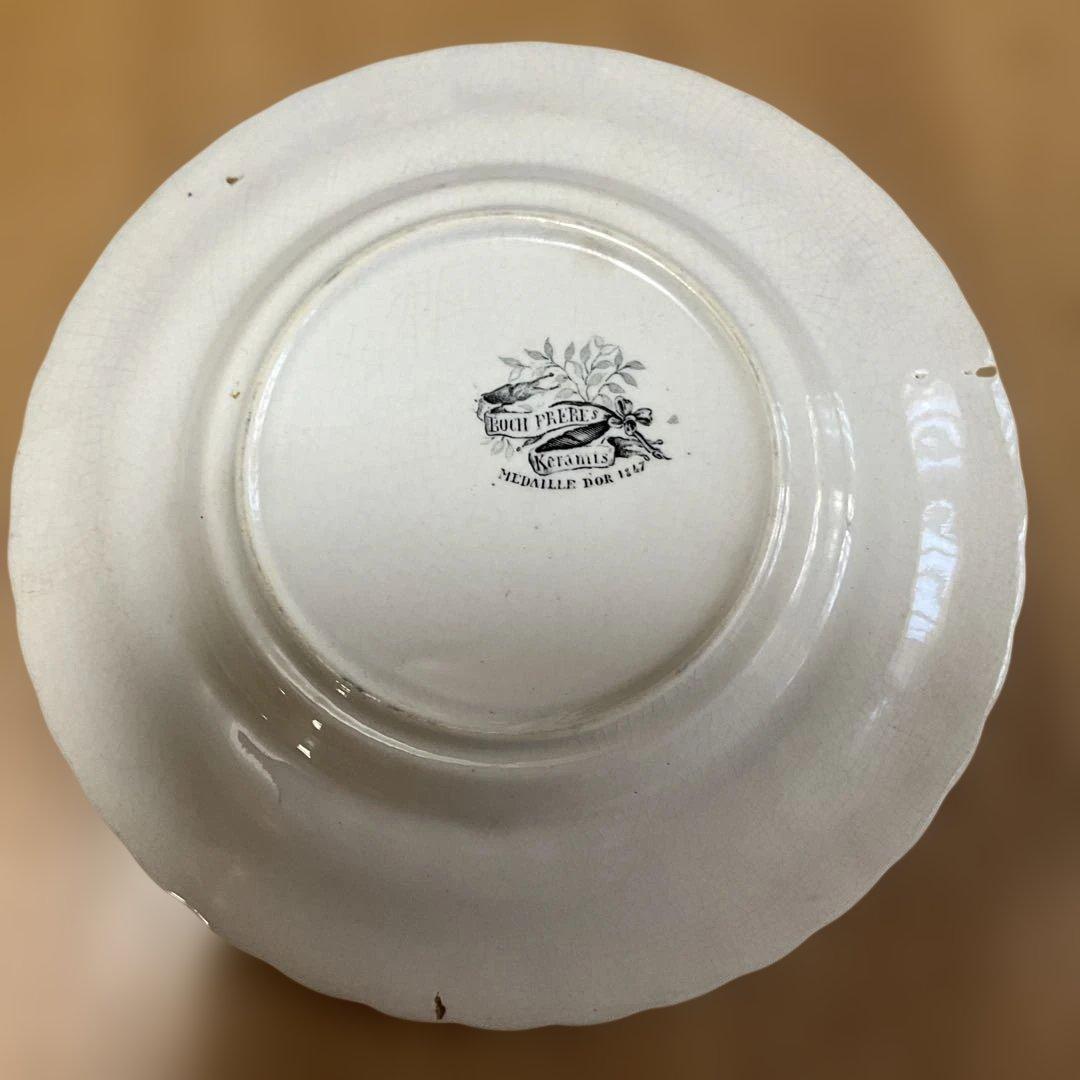 風景画のエンボス加工プレート、アンティーク