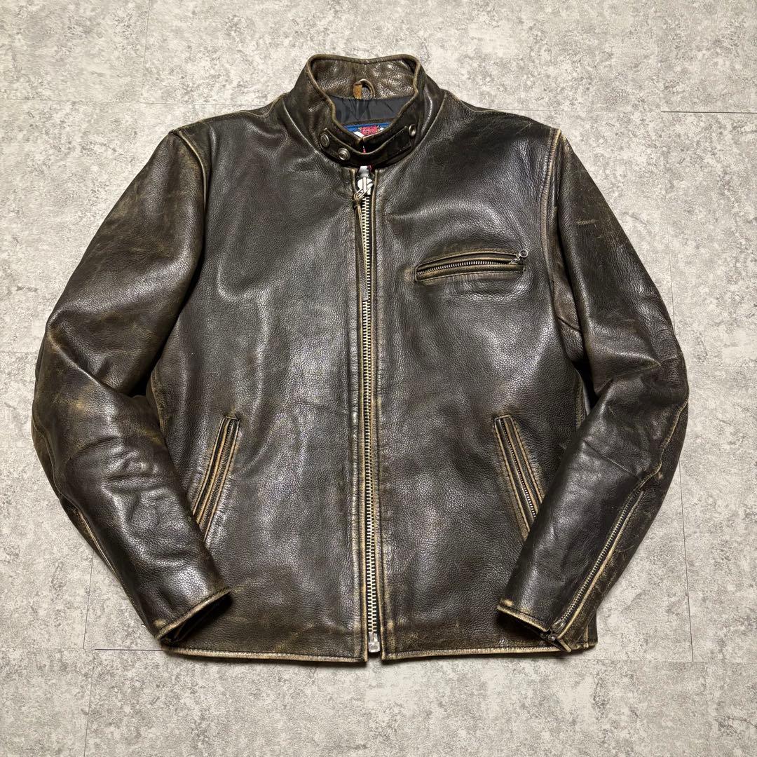 【エイジング】シングルライダース　M レザージャケット　ブルゾン　【36】