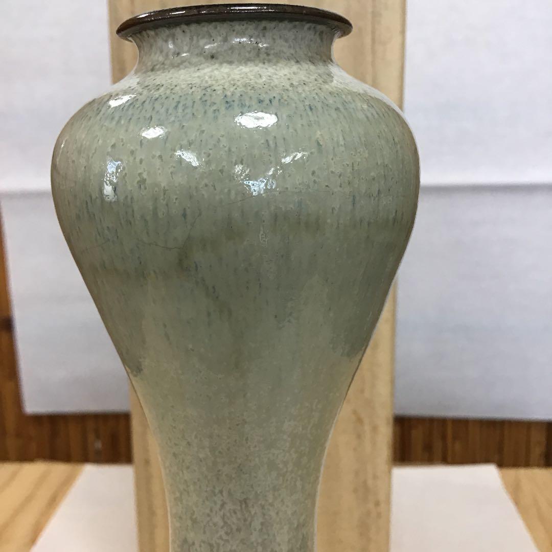 華道道具 高取焼 花入 雪山窯 鬼丸碧山 造 N６８３Ｈ