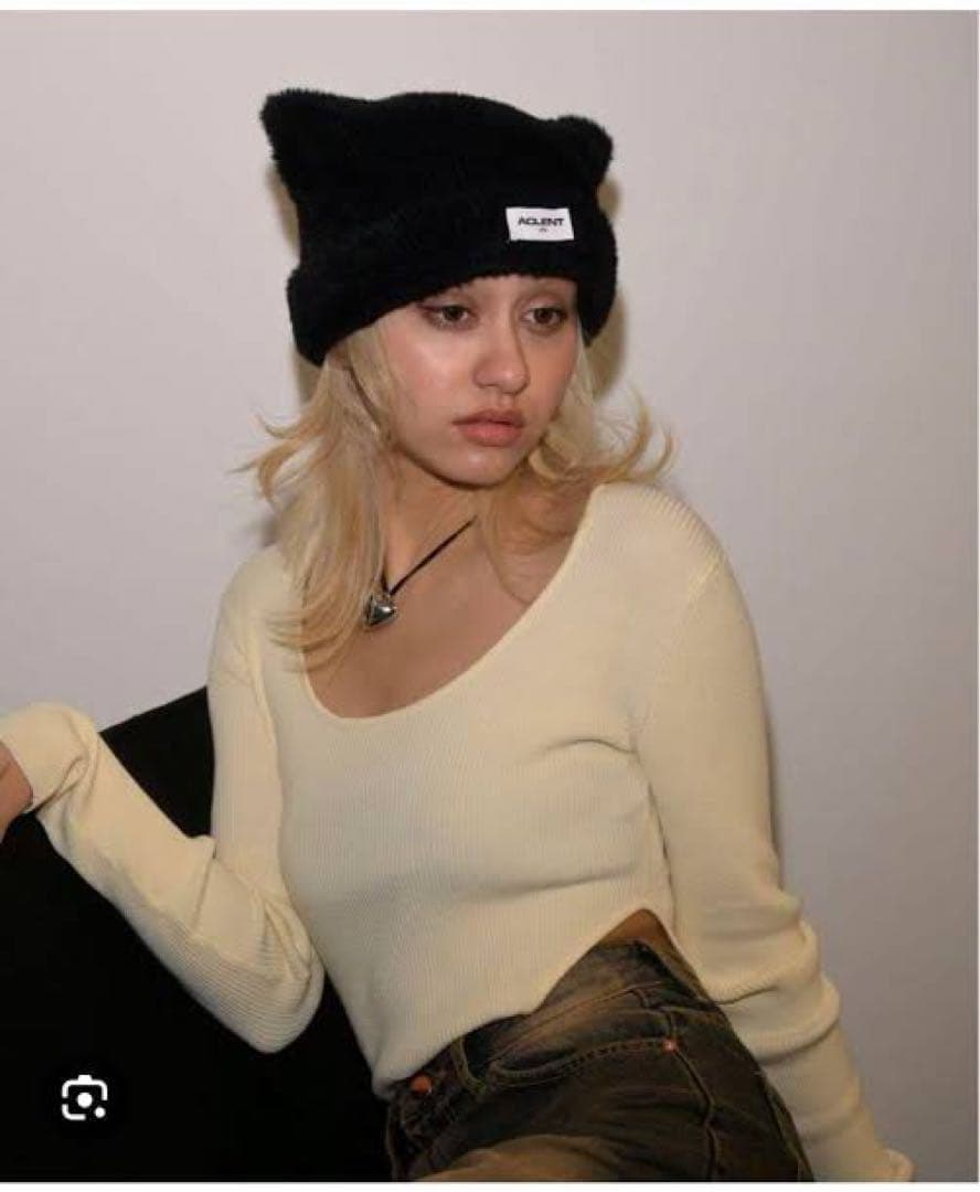 aclent イヤーフラップニットキャップ　猫耳　ニット帽
