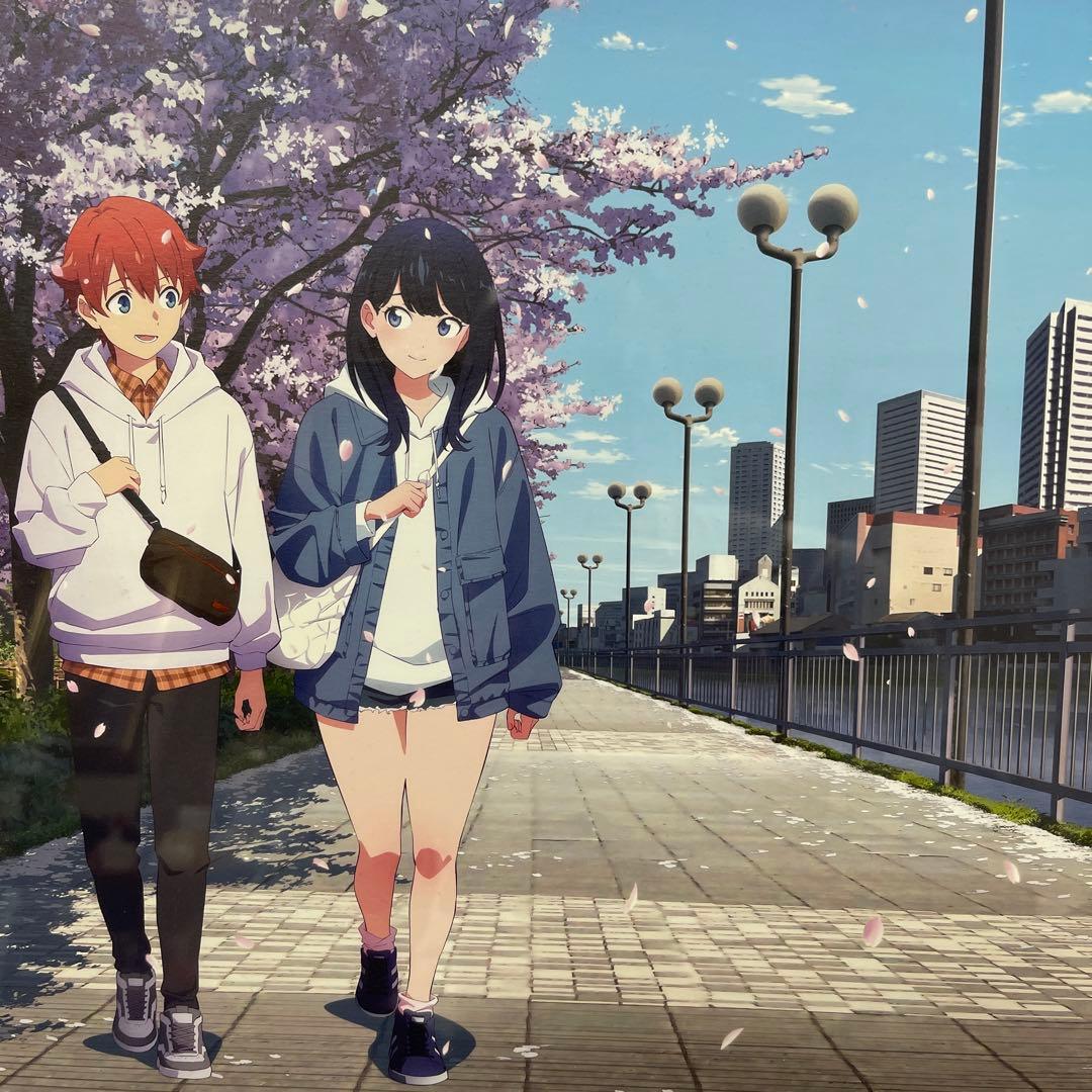 アニメキャラクター 桜の下のアートプリント 縦44センチ　横41センチ