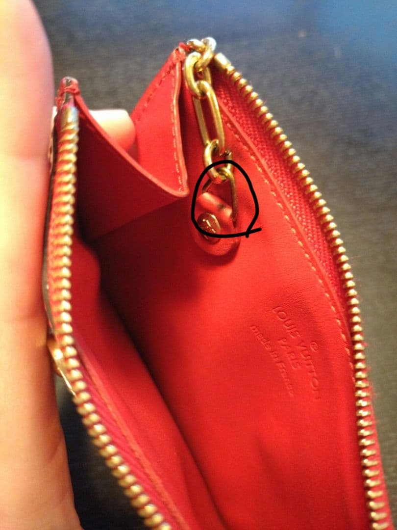 ルイヴィトン ヴェルニ ポシェットクレ ケース M90214 レッド　小銭