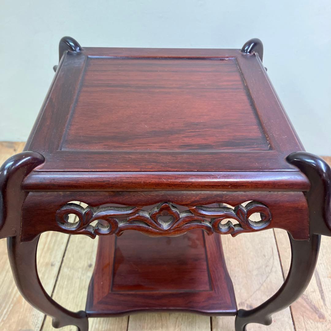 B-1 香炉台 木製 アジアンスタイル 中国美術 唐木 飾り台 骨董 盆栽台