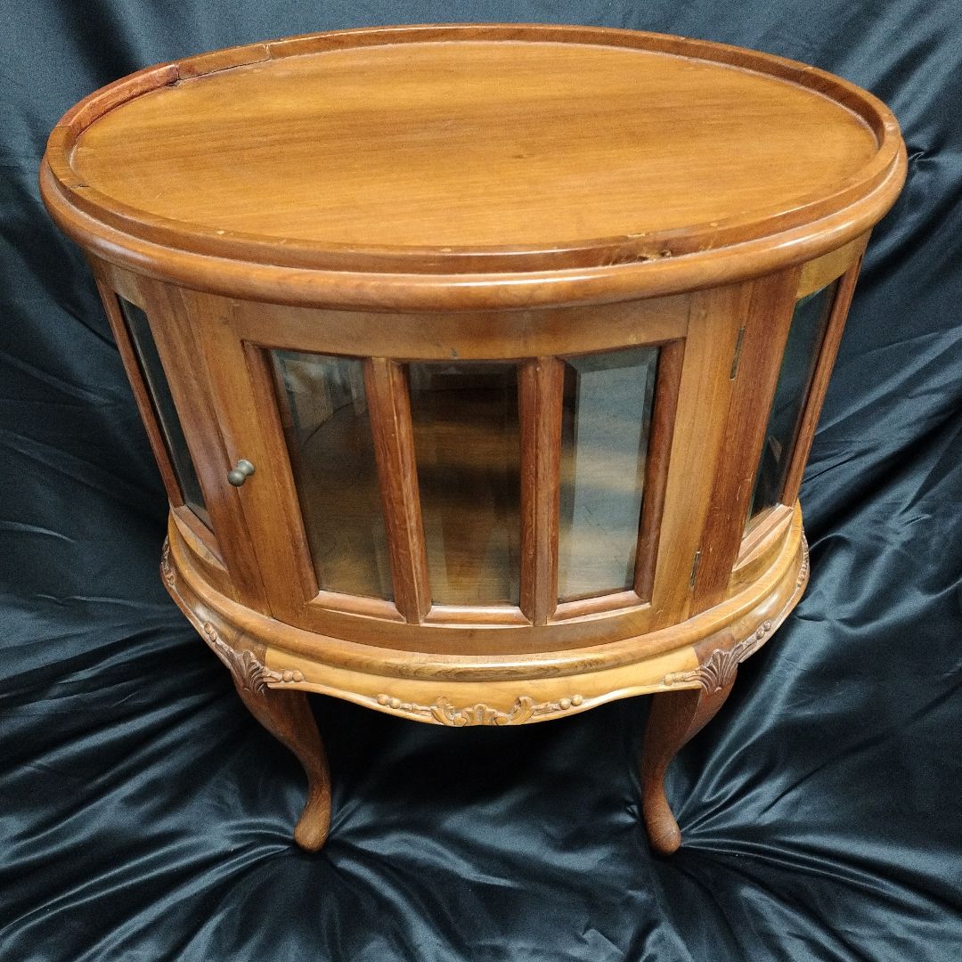 猫脚 アンティーク カットガラス ショーケース レトロ