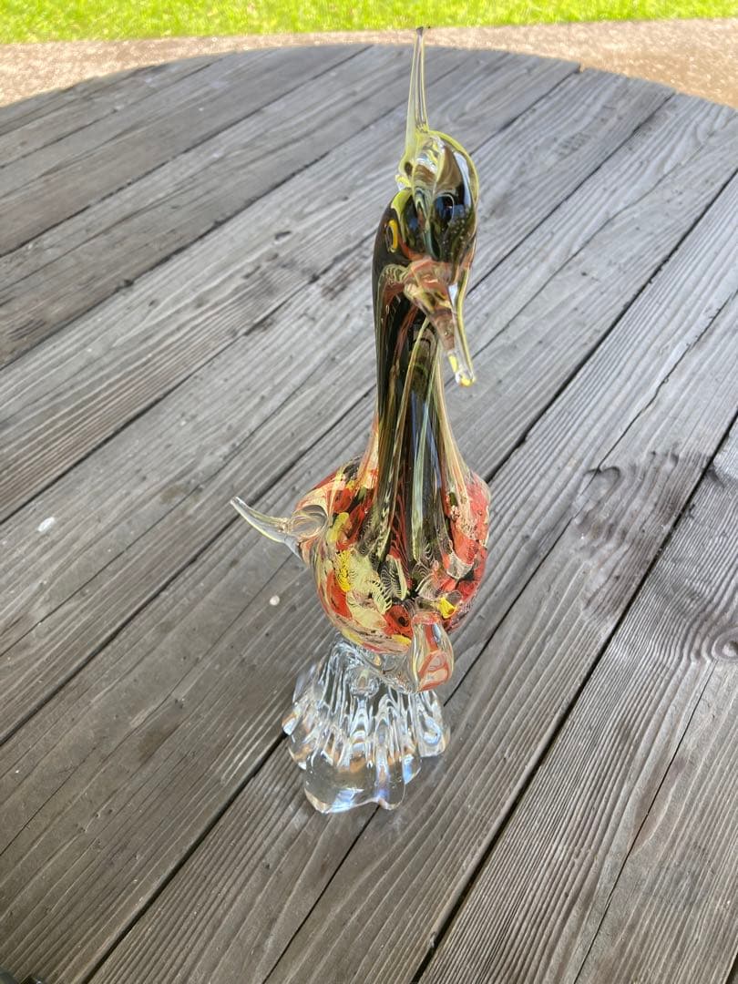 【レア物】ガラスアンティーク 孔雀 彫刻 インテリア