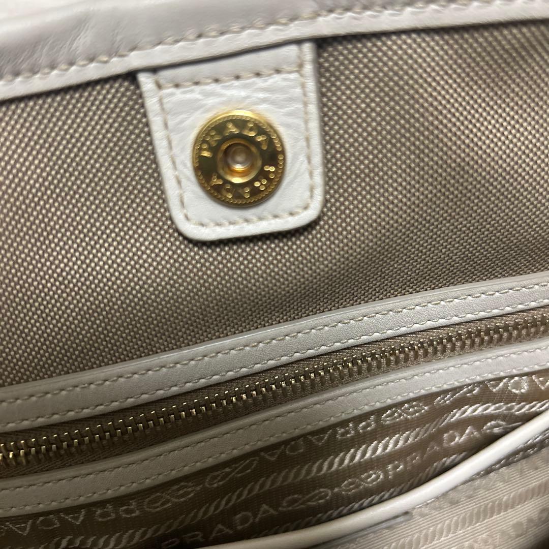 PRADA グレー キャンバス ハンドバッグ