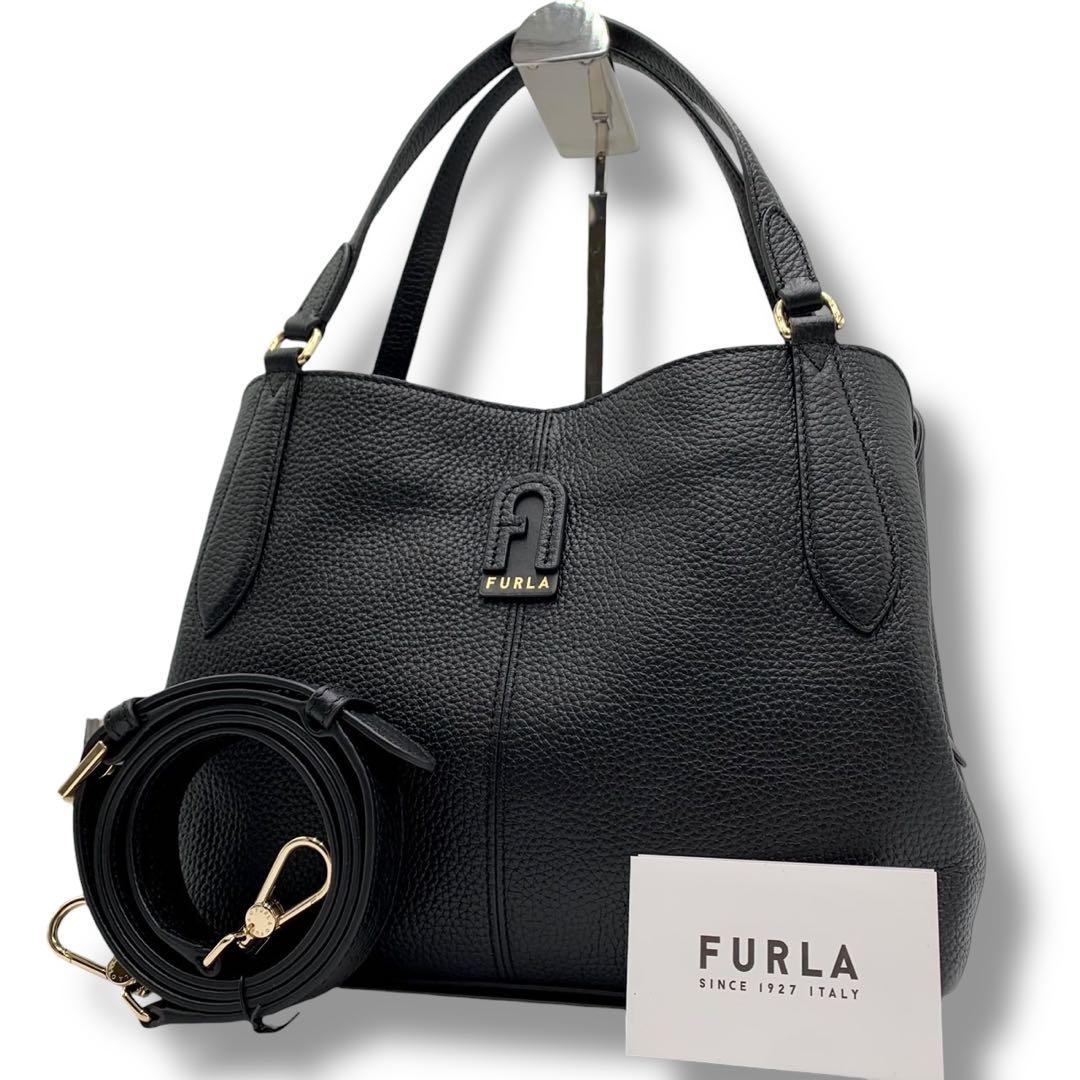 美品・現行✨フルラ ダフネ ハンドバッグ 2way ショルダー レザー ブラック